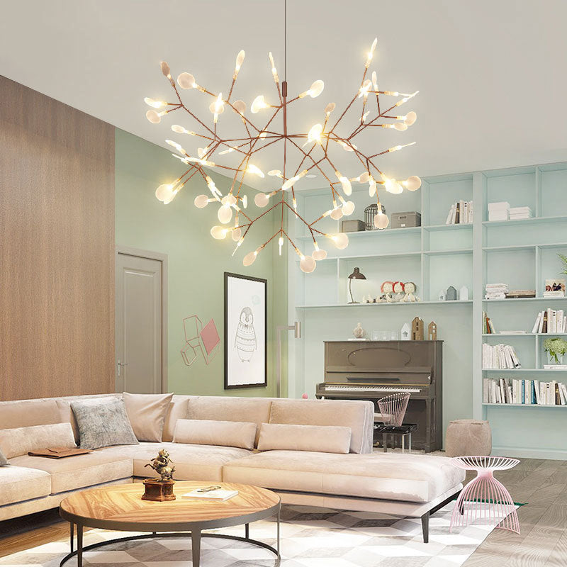 Metallzweig Anhänger Beleuchtung moderner Stil Multi -Leuchten hängende Lampe in Weiß