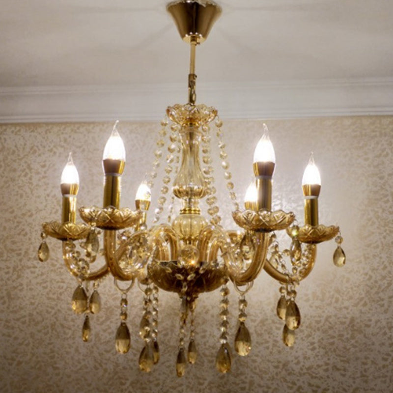 Forme de bougie cristalline Plafonner légère style européen multiculture de la lumière suspendue