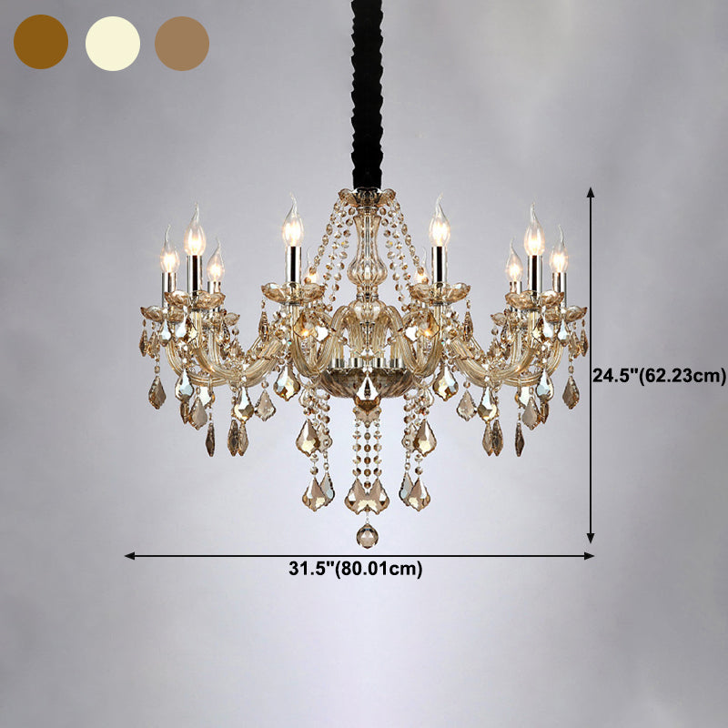 Crystal Candle Shape Hanging Ceiling Light European Style Multi Lights Hanging Light