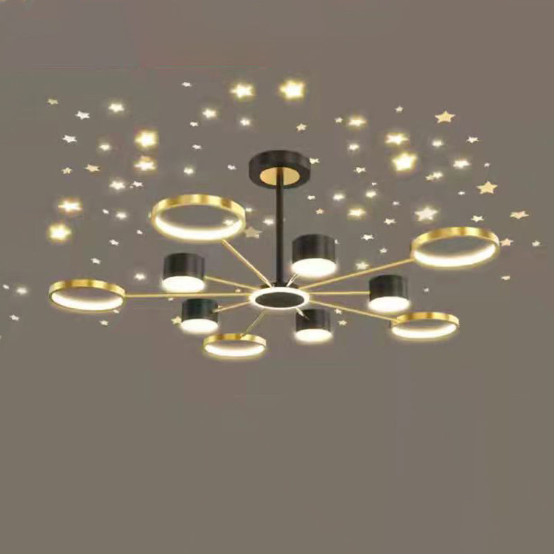 LED Simple Chandelier Lamp Multi Lights Round Shape Hanging Pendant Light for Living Room