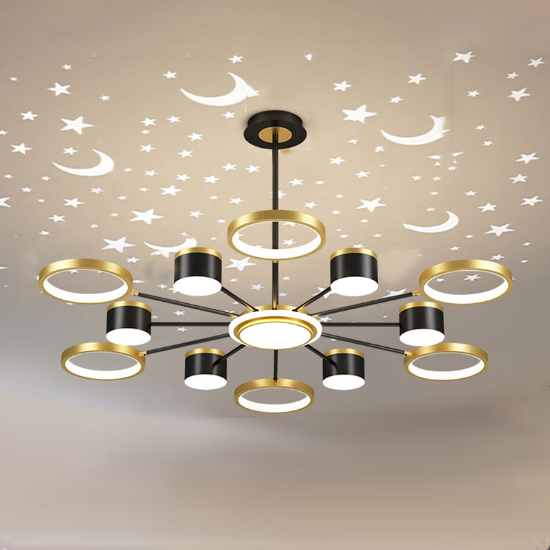 LED Simple Chandelier Lamp Multi Lights Round Shape Hanging Pendant Light for Living Room