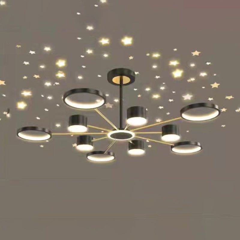 LED Simple Chandelier Lamp Multi Lights Round Shape Hanging Pendant Light for Living Room