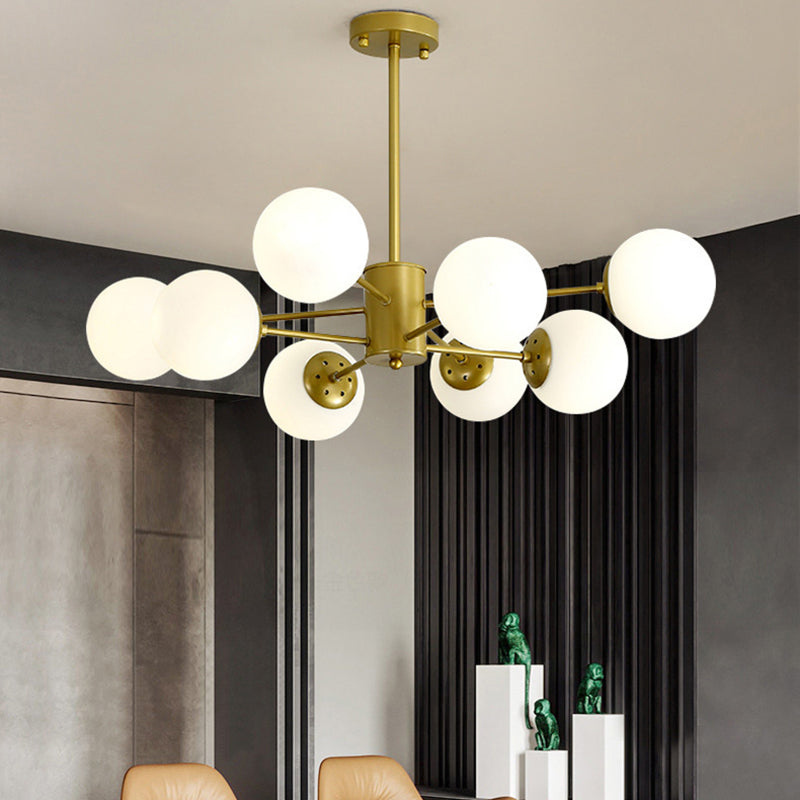 Moderne stijl kroonluchter verlichtingsbevolking bolvormige vorm glas hanglicht voor slaapkamer