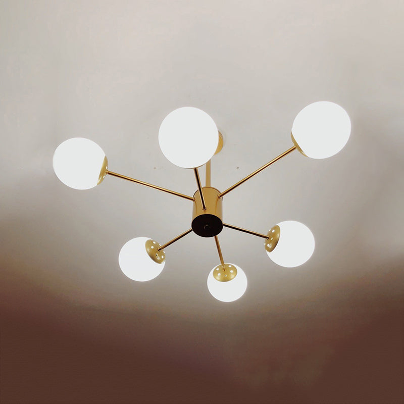 Moderne stijl kroonluchter verlichtingsbevolking bolvormige vorm glas hanglicht voor slaapkamer