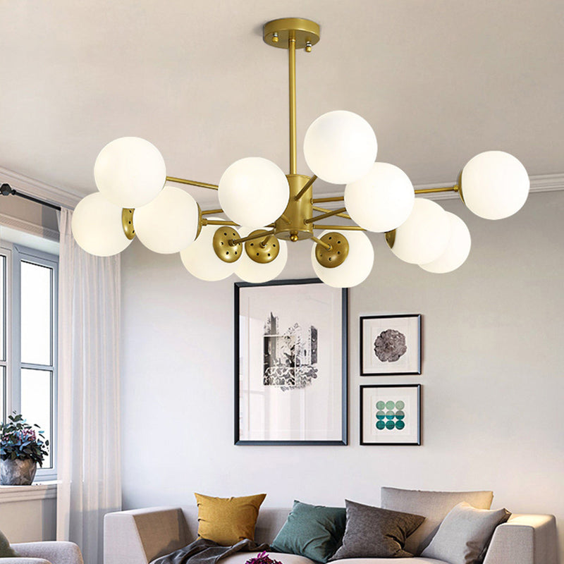 Moderne stijl kroonluchter verlichtingsbevolking bolvormige vorm glas hanglicht voor slaapkamer