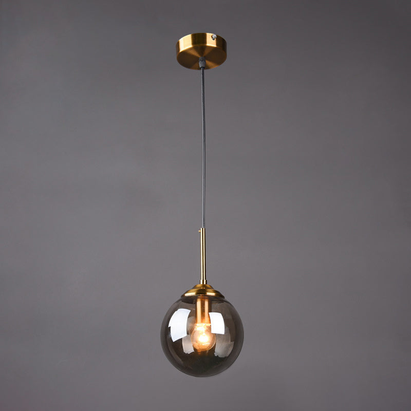 Luces colgantes de sombra esférica de vidrio estilo moderno 1 cabezal colgante de montaje colgante para la cama