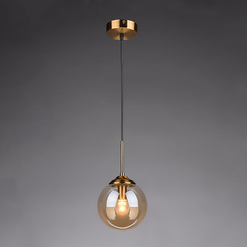 Luces colgantes de sombra esférica de vidrio estilo moderno 1 cabezal colgante de montaje colgante para la cama