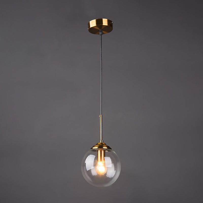 Luces colgantes de sombra esférica de vidrio estilo moderno 1 cabezal colgante de montaje colgante para la cama