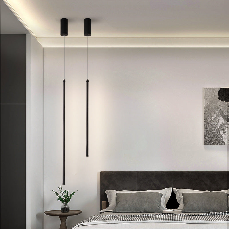 1 leichte lineare hängende Anhänger moderne Metallhängung in Schwarz für Schlafzimmer