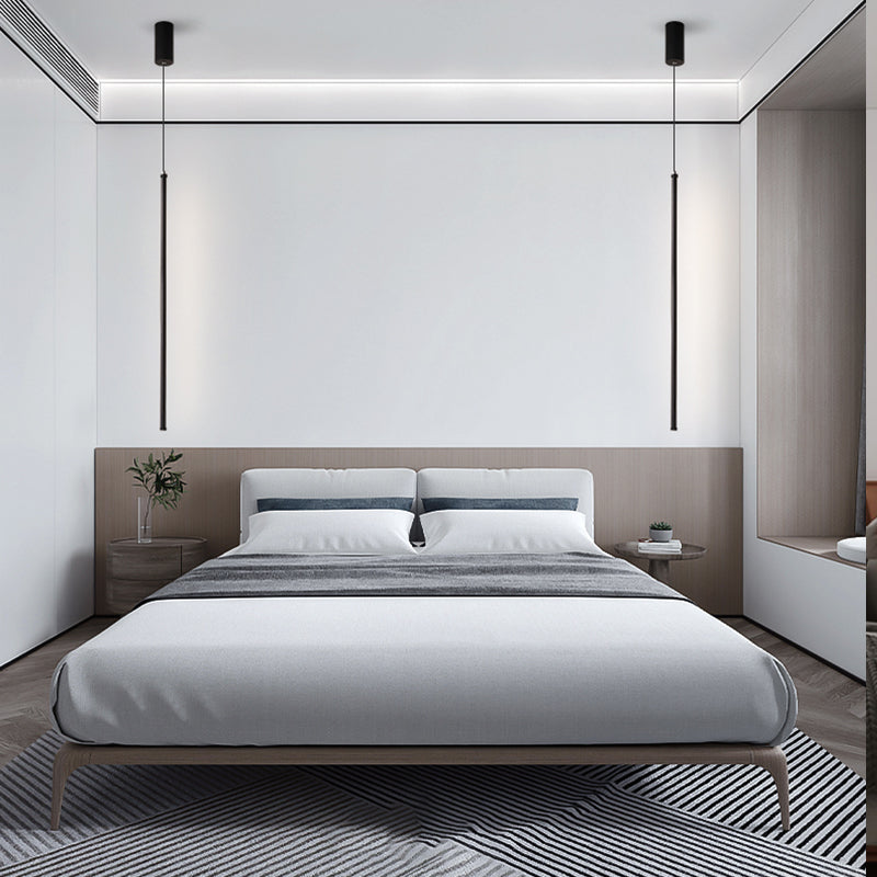 1 leichte lineare hängende Anhänger moderne Metallhängung in Schwarz für Schlafzimmer