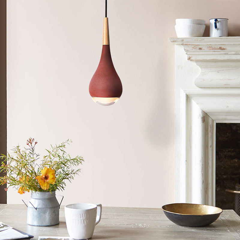 Moderner Stil Teardrop Schatten hängende leichte Zement 1 hängende Lampe für das Restaurant