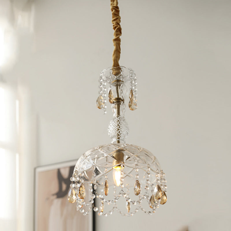 Moderner Stil einzigartiger Schatten hängend hängendes Glas 1 hängende Lampe mit Kristall