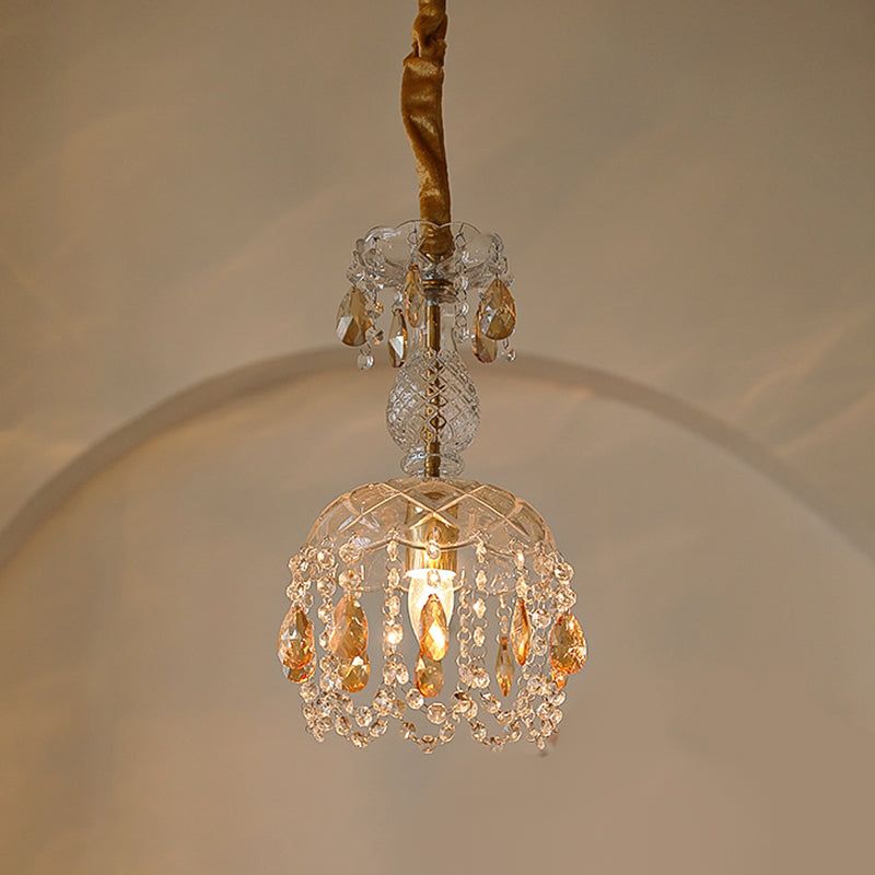 Moderner Stil einzigartiger Schatten hängend hängendes Glas 1 hängende Lampe mit Kristall