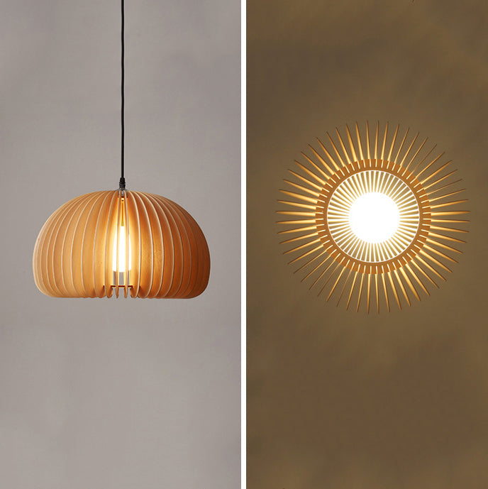 Geometrisch hangende licht Moderne stijl Wood 1 lichtspoeling Hanglamp armaturen