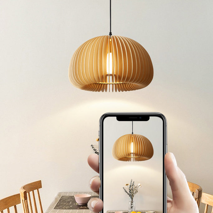Geometrisch hangende licht Moderne stijl Wood 1 lichtspoeling Hanglamp armaturen