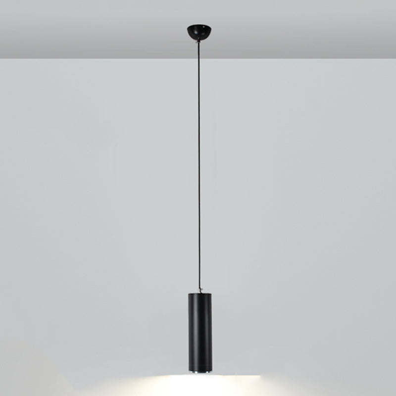 Forma de cilindro luces colgantes de estilo contemporáneo accesorios de iluminación colgante de metal en negro