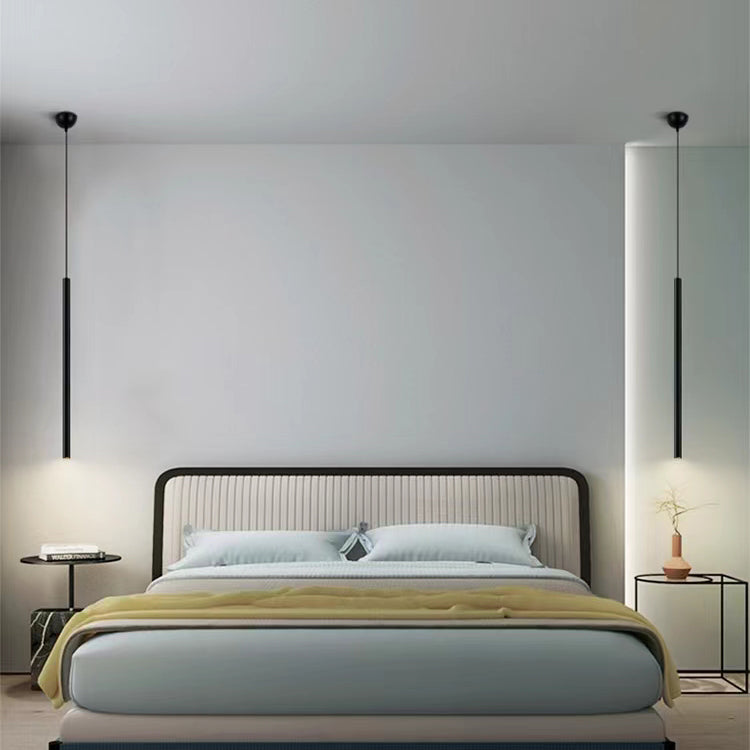 Forma de cilindro luces colgantes de estilo contemporáneo accesorios de iluminación colgante de metal en negro