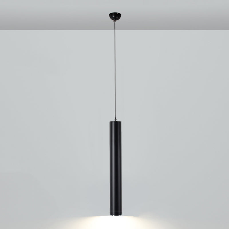 Forma de cilindro luces colgantes de estilo contemporáneo accesorios de iluminación colgante de metal en negro