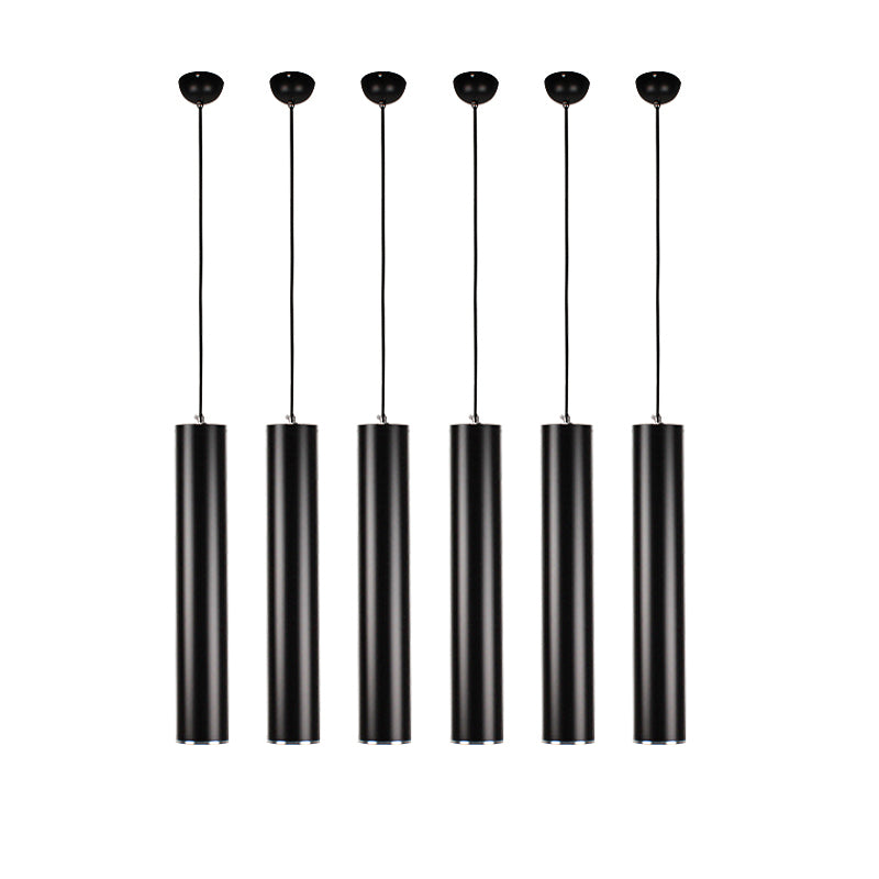 Forma de cilindro luces colgantes de estilo contemporáneo accesorios de iluminación colgante de metal en negro