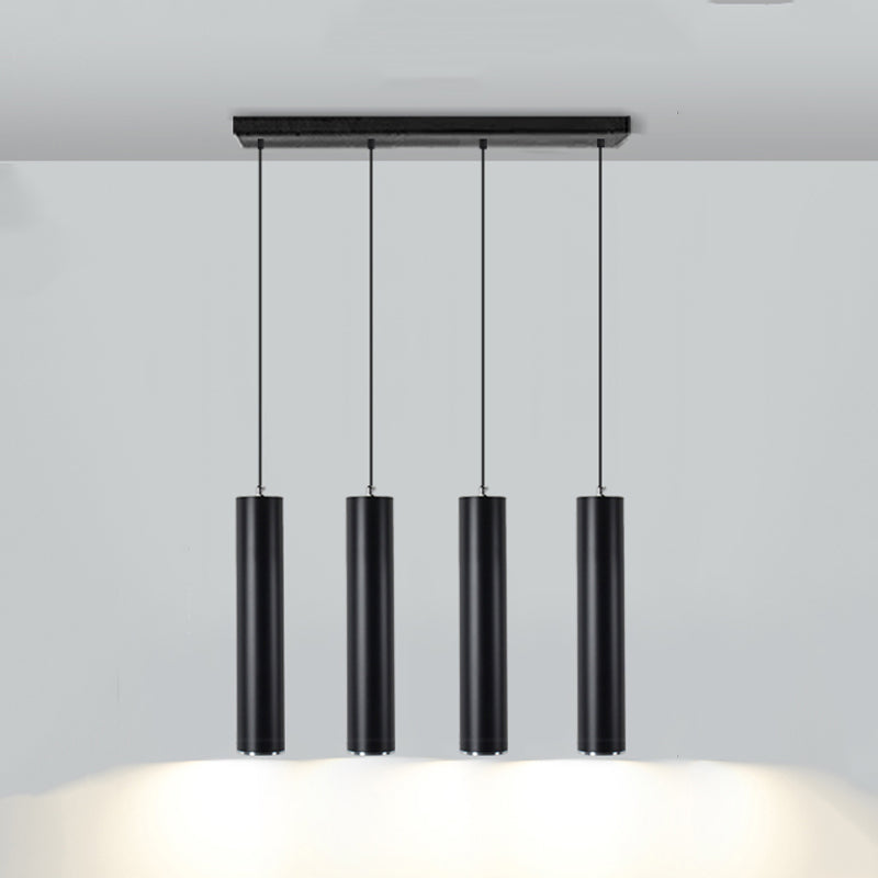 Forma de cilindro luces colgantes de estilo contemporáneo accesorios de iluminación colgante de metal en negro