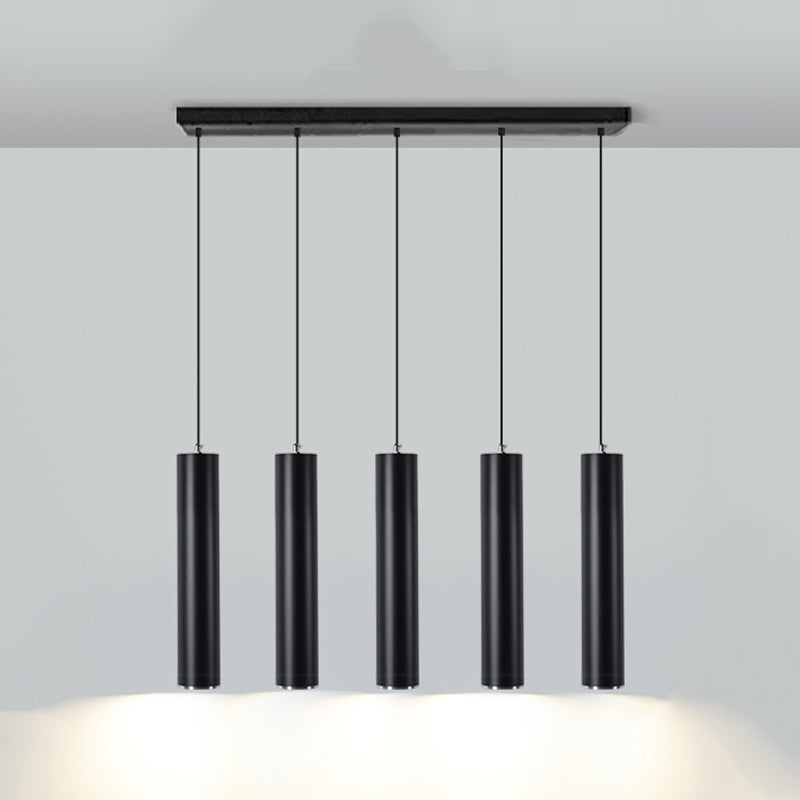 Forma de cilindro luces colgantes de estilo contemporáneo accesorios de iluminación colgante de metal en negro