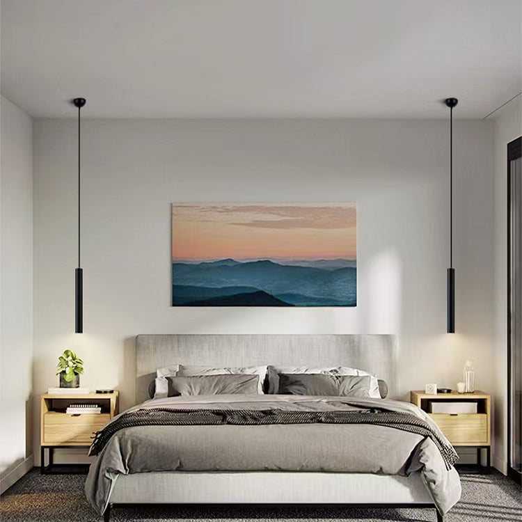 Forma de cilindro luces colgantes de estilo contemporáneo accesorios de iluminación colgante de metal en negro