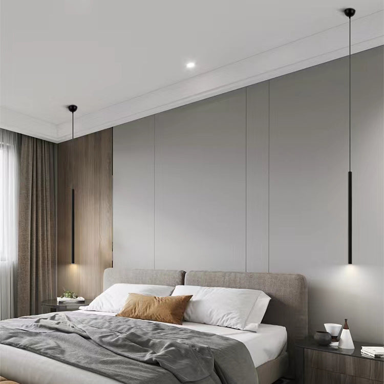 Forma de cilindro luces colgantes de estilo contemporáneo accesorios de iluminación colgante de metal en negro