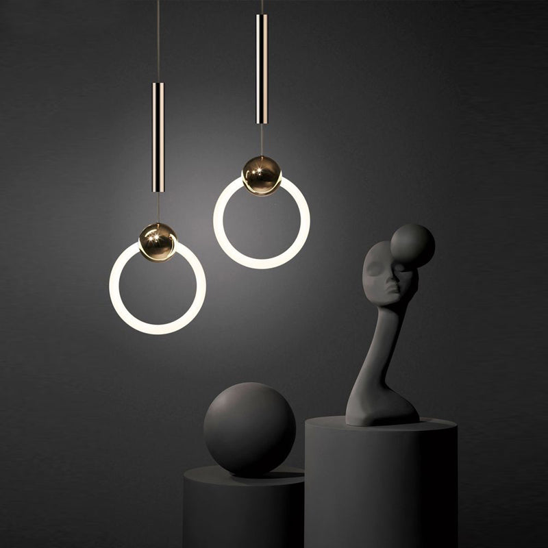 Zeitgenössischer Stil linearer Form Pendelleuchte Light Metal Einer Lichthängelampe in Gold