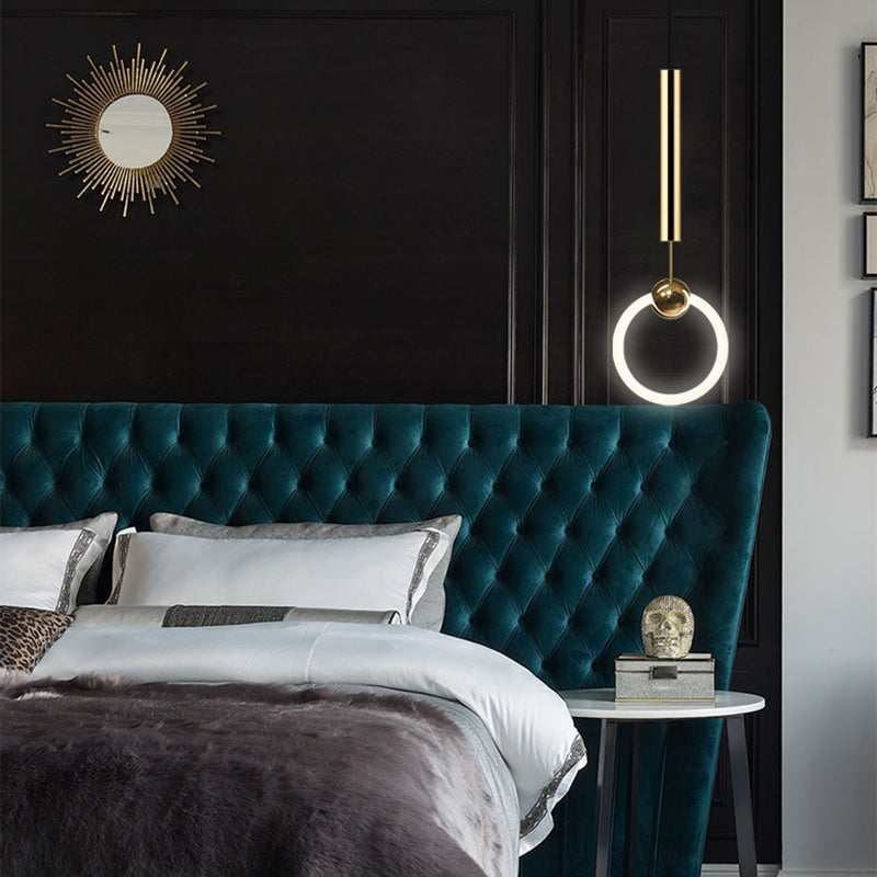 Zeitgenössischer Stil linearer Form Pendelleuchte Light Metal Einer Lichthängelampe in Gold