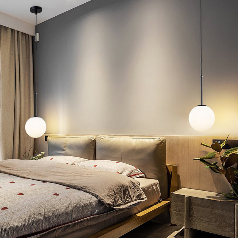 Moderner Stil Kugelform Pendelleuchte Glas 1 Licht Anhängerlampe für Wohnzimmer