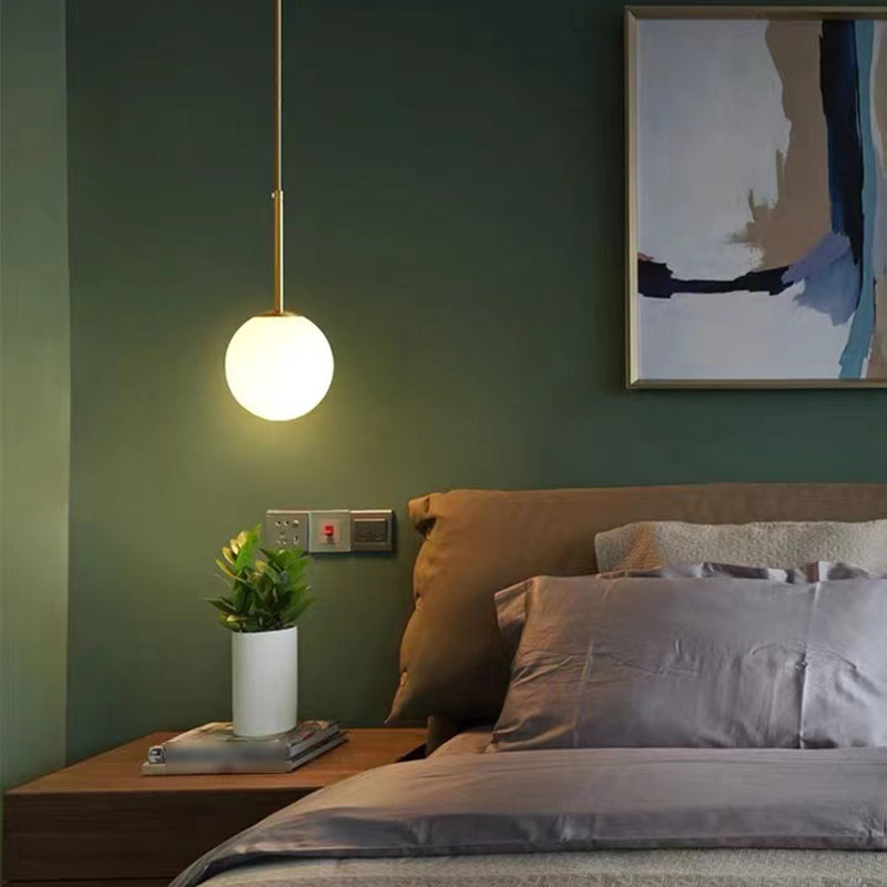 Moderner Stil Kugelform Pendelleuchte Glas 1 Licht Anhängerlampe für Wohnzimmer