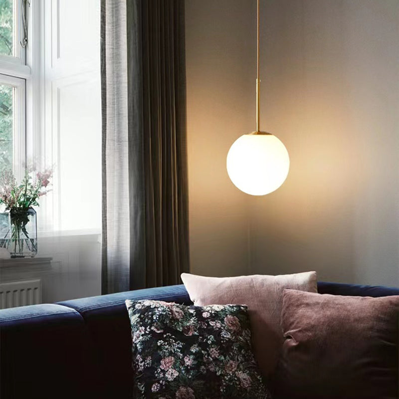 Estilo moderno de forma esférica vidrio de iluminación colgante 1 lámpara colgante de luz para sala de estar