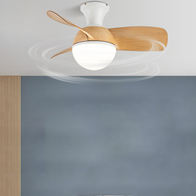Ventola a soffitto chiaro metallo a led nordico a fiuto a filo per camera da letto