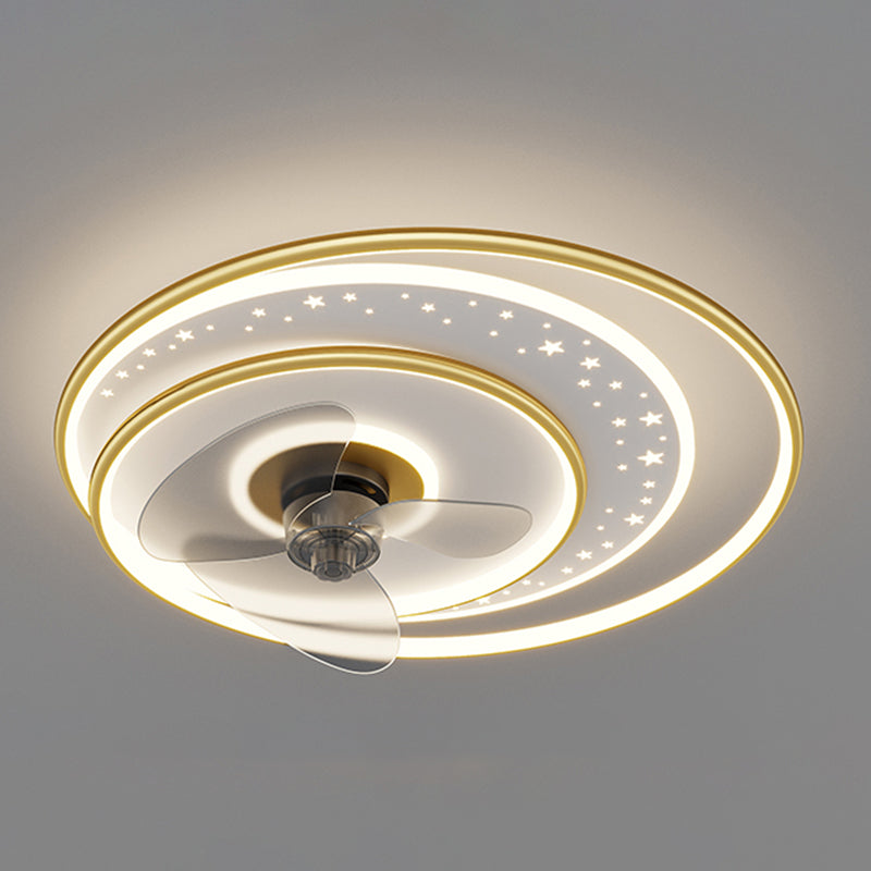 Élégant plafond moderne lampe à fans de la lampe métallique LED Semi Flush Mount Light Light