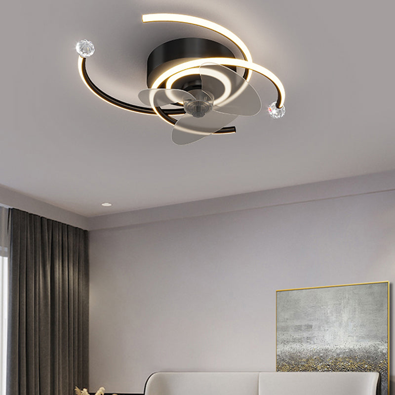 Élégant plafond moderne lampe à fans de la lampe métallique LED Semi Flush Mount Light Light