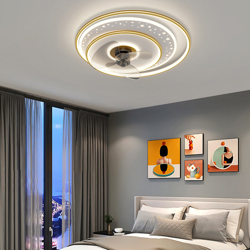Élégant plafond moderne lampe à fans de la lampe métallique LED Semi Flush Mount Light Light