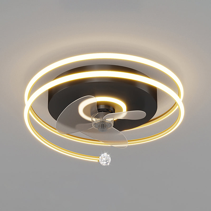 Élégant plafond moderne lampe à fans de la lampe métallique LED Semi Flush Mount Light Light