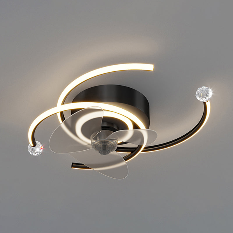 Élégant plafond moderne lampe à fans de la lampe métallique LED Semi Flush Mount Light Light