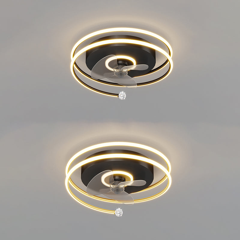 Élégant plafond moderne lampe à fans de la lampe métallique LED Semi Flush Mount Light Light