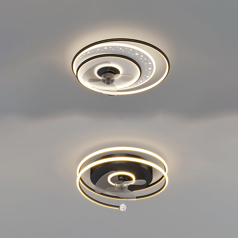 Élégant plafond moderne lampe à fans de la lampe métallique LED Semi Flush Mount Light Light
