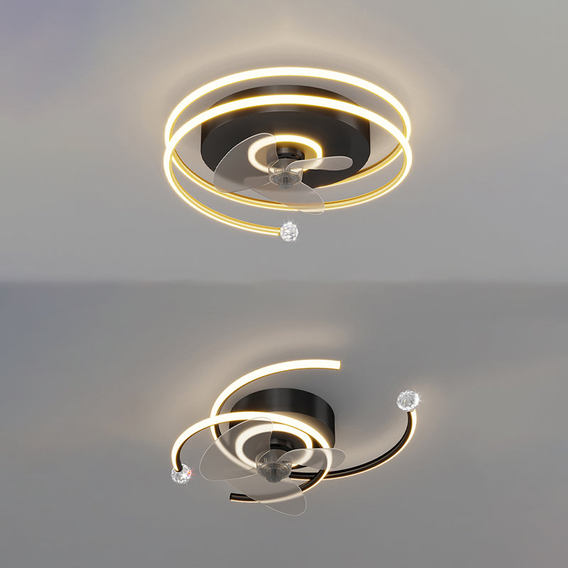 Élégant plafond moderne lampe à fans de la lampe métallique LED Semi Flush Mount Light Light