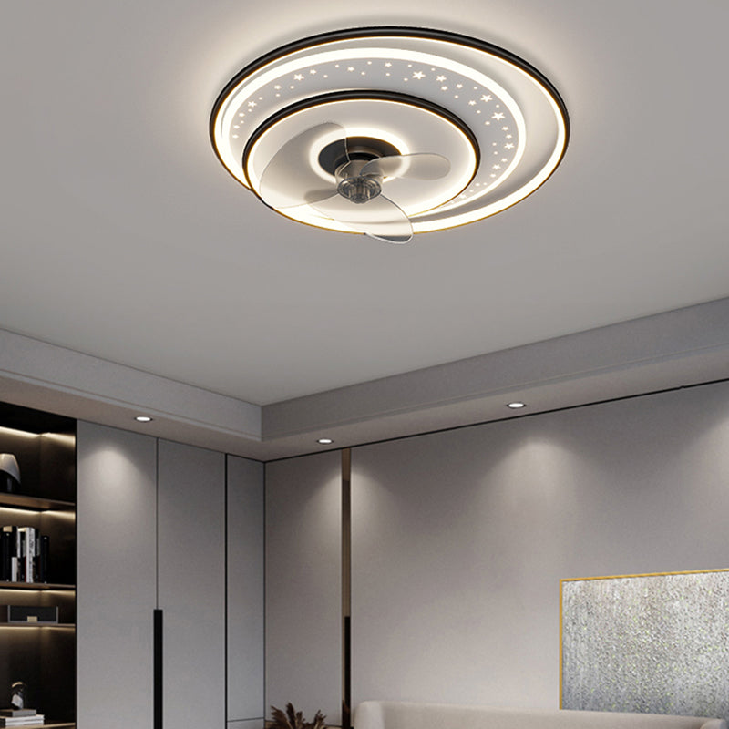 Élégant plafond moderne lampe à fans de la lampe métallique LED Semi Flush Mount Light Light
