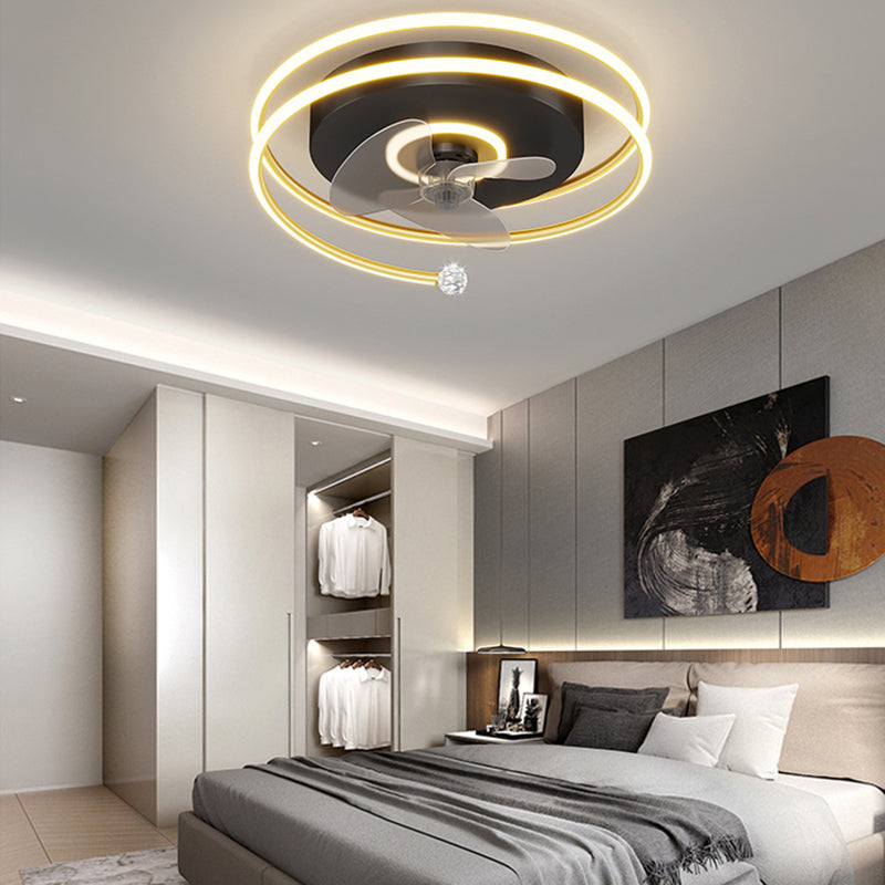 Élégant plafond moderne lampe à fans de la lampe métallique LED Semi Flush Mount Light Light