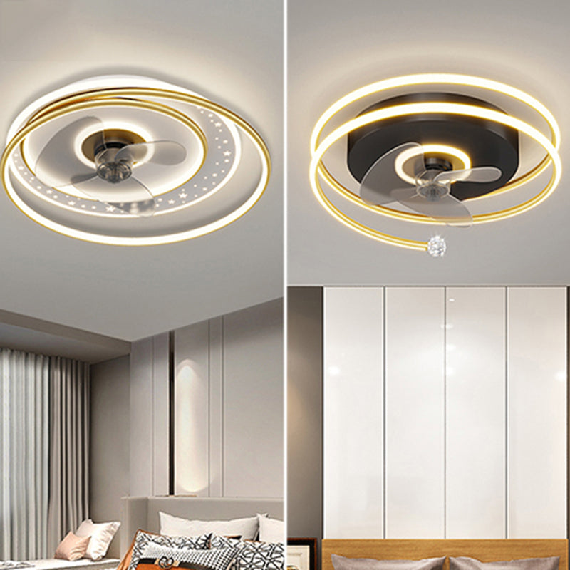 Élégant plafond moderne lampe à fans de la lampe métallique LED Semi Flush Mount Light Light