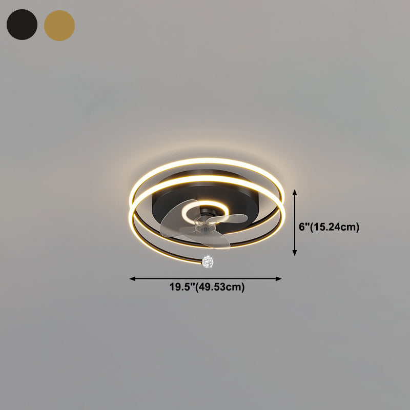 Élégant plafond moderne lampe à fans de la lampe métallique LED Semi Flush Mount Light Light
