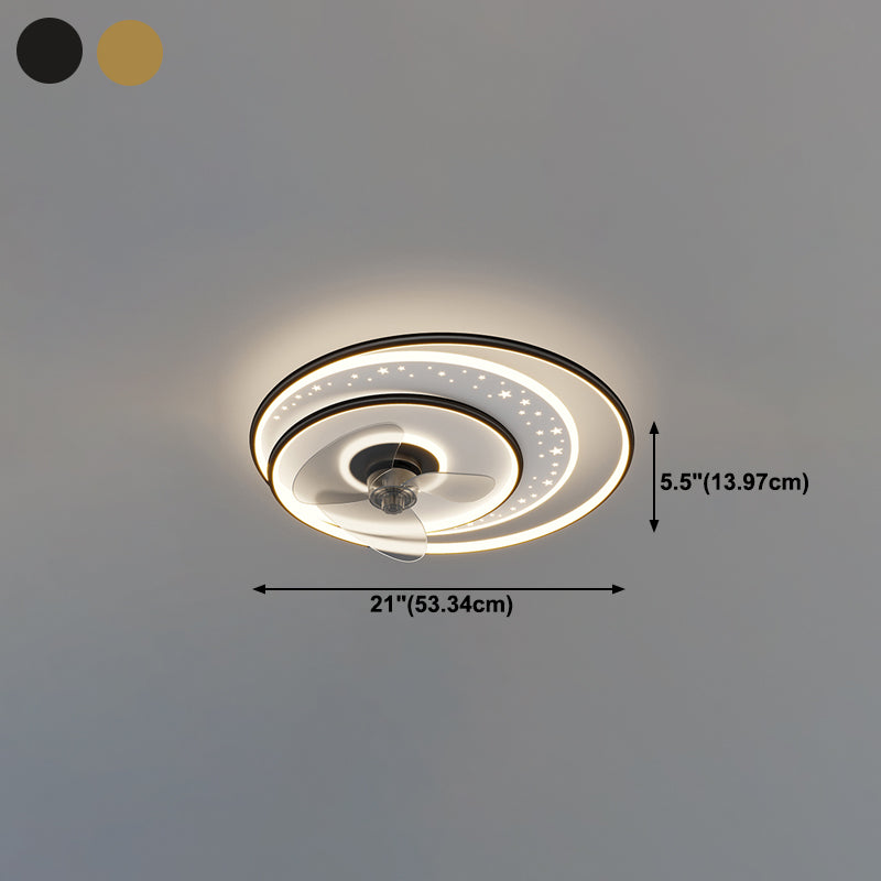 Elegante lampada a ventola a soffitto circolare moderna lampada da letto metallica LED LED LUCE