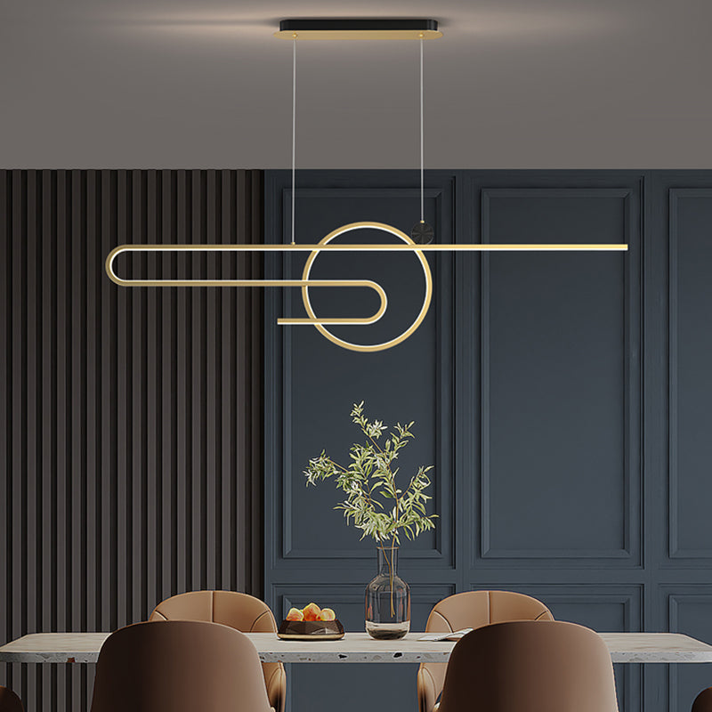 Zeitgenössischer Stil linearer Form Island Beleuchtung Ideen Metal 2 Light Island Leuchten