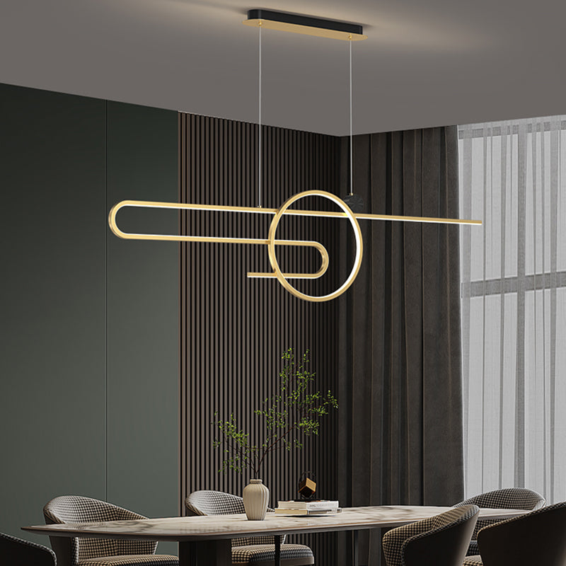 Zeitgenössischer Stil linearer Form Island Beleuchtung Ideen Metal 2 Light Island Leuchten