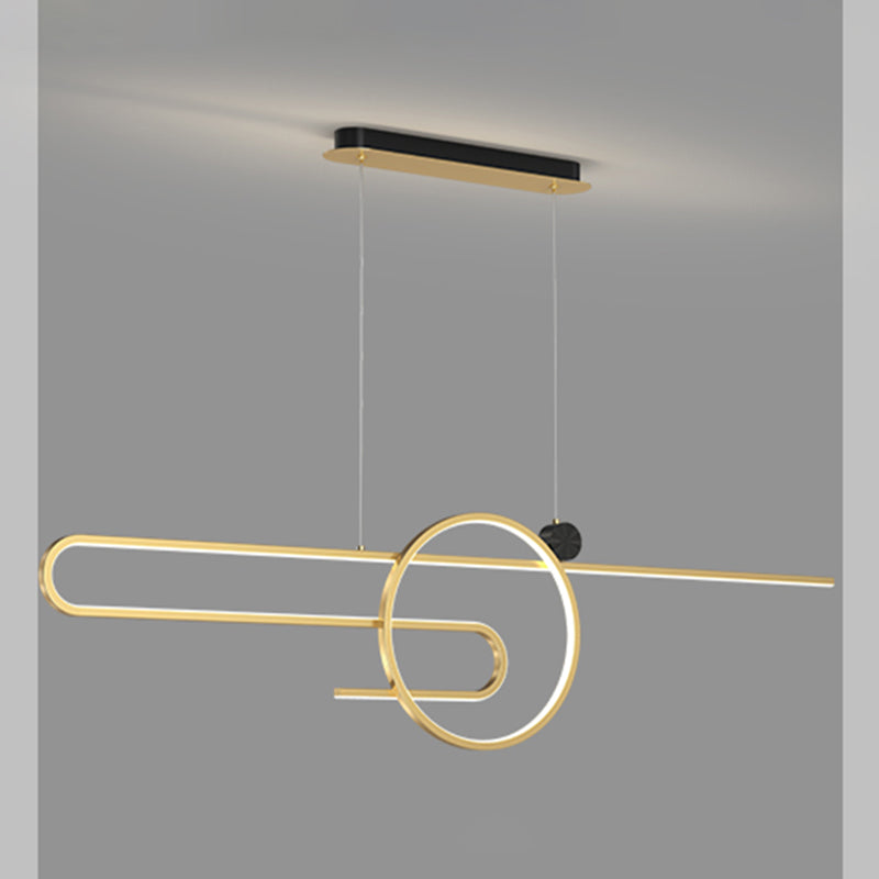 Zeitgenössischer Stil linearer Form Island Beleuchtung Ideen Metal 2 Light Island Leuchten