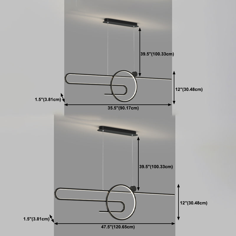 Zeitgenössischer Stil linearer Form Island Beleuchtung Ideen Metal 2 Light Island Leuchten